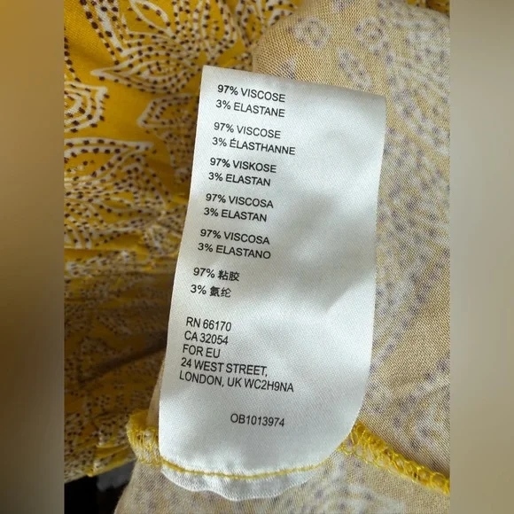 Anthropologie Maeve Fete Yellow Midi Dress Size M V-Neck Handkerchief Hem - Picture 8 of 8